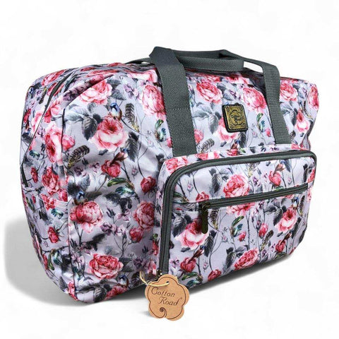 Cotton Road Travel Bag: PINK FLORAL PVC Foldaway WEEKENDER for Stylish Trips