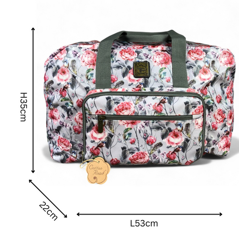 Cotton Road Travel Bag: PINK FLORAL PVC Foldaway WEEKENDER for Stylish Trips