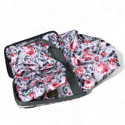 Cotton Road Travel Bag: PINK FLORAL PVC Foldaway WEEKENDER for Stylish Trips