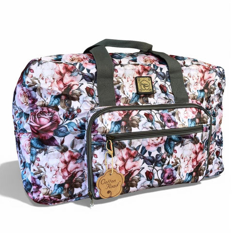 Cotton Road Travel Bag: PINK ROSES PVC Foldaway WEEKENDER Travel Bag