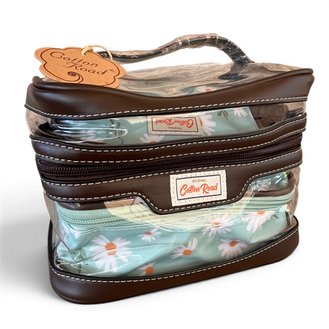 Cotton Road Travel Bag: TURQUOISE DAISY WEEKENDER with Matching Vanity Set