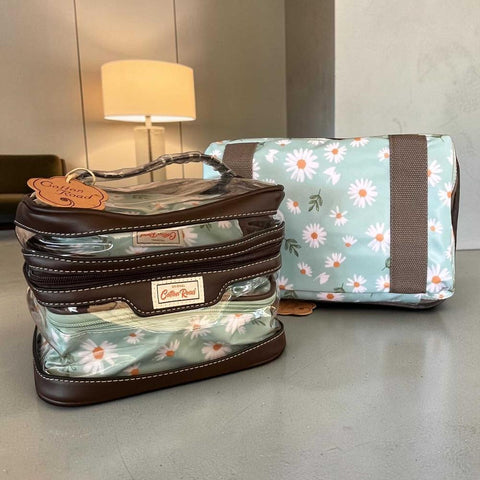 Cotton Road Travel Bag: TURQUOISE DAISY WEEKENDER with Matching Vanity Set