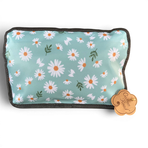 Cotton Road Travel Bag: TURQUOISE FLORAL PVC Foldaway WEEKENDER with DAISIES
