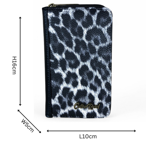 Cotton Road Sling Bag black leopard print PU leather crossbody bag with matching wallet set