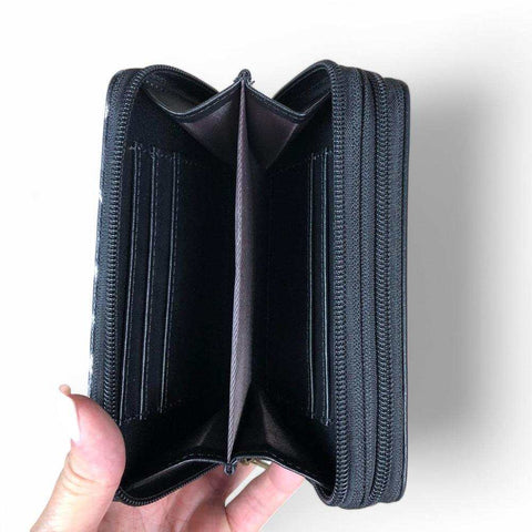Cotton Road Wallet: BLACK Medium PU Leather Wallet with LEOPARD Print detailing