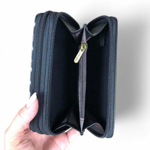 Cotton Road Sling Bag black leopard print PU leather crossbody bag with matching wallet set