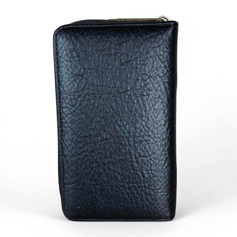 Cotton Road Wallet: BLACK Medium PU Leather Wallet with LEOPARD Print detailing