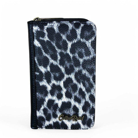 Cotton Road black leopard print sling bag and matching wallet set in PU leather with gold-tone hardware