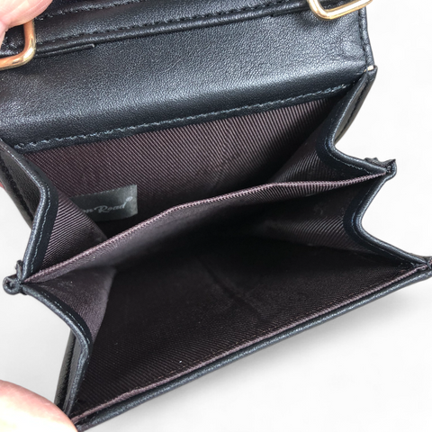 Cotton Road Wallet: BLACK PU Leather Cellphone Sling Bag/Wallet with LACE Print