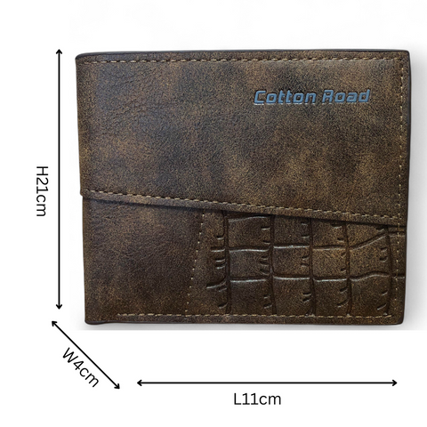 Cotton Road Wallet: BROWN MENS PU Leather Wallet