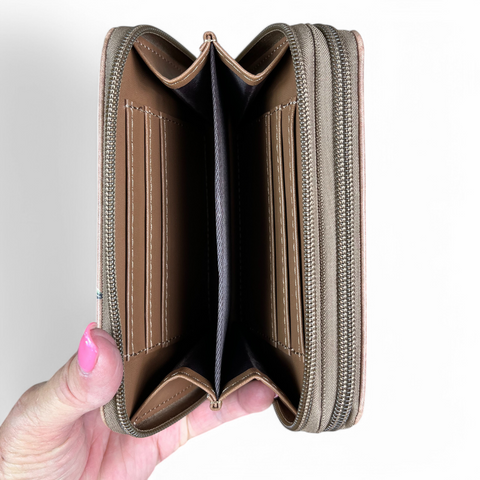 Cotton Road Wallet: KHAKI Medium PU Leather Wallet with PROTEA