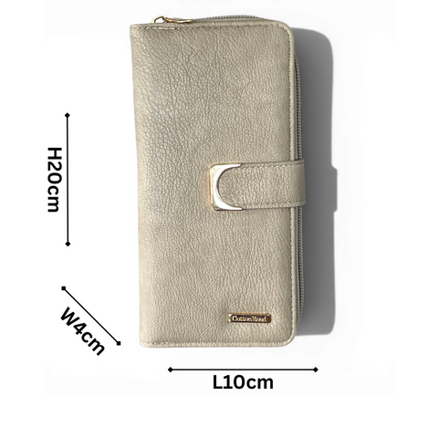 Cotton Road Wallet: Large BEIGE PU Leather with Clip