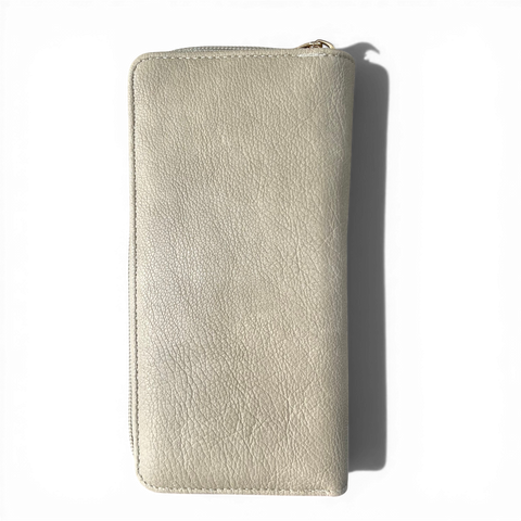 Cotton Road Wallet: Large BEIGE PU Leather with Clip