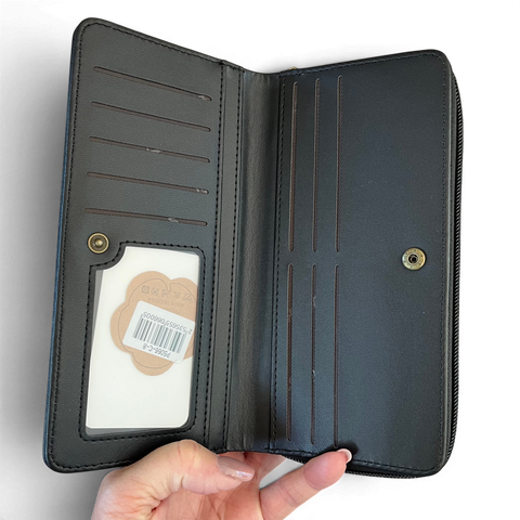 Cotton Road Wallet: Large BLACK PU Leather