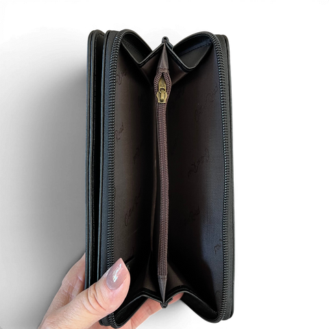 Cotton Road Wallet: Large BLACK PU Leather