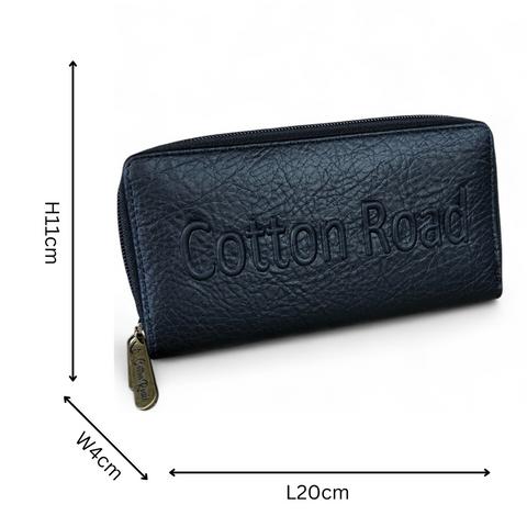 Cotton Road Wallet: Large BLACK PU Leather BRANDED