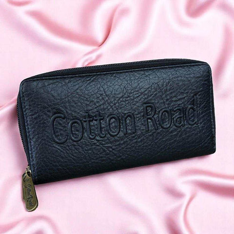 Cotton Road Wallet: Large BLACK PU Leather BRANDED