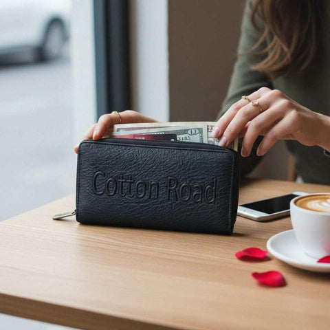 Cotton Road Wallet: Large BLACK PU Leather BRANDED