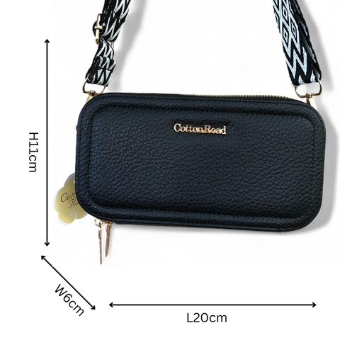 Cotton Road Wallet: Large BLACK PU Leather Cellphone Sling Wallet