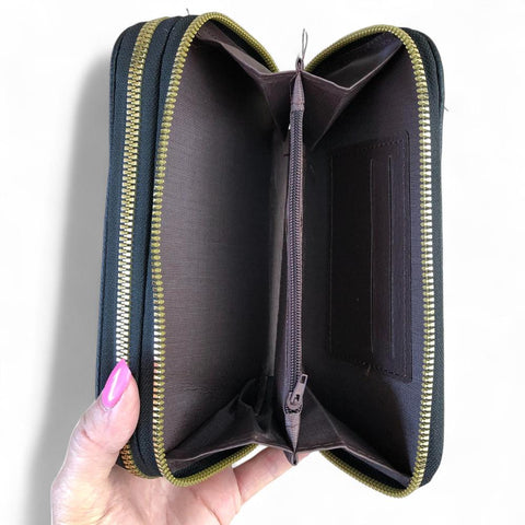 Cotton Road Wallet: Large BLACK PU Leather Cellphone Sling Wallet