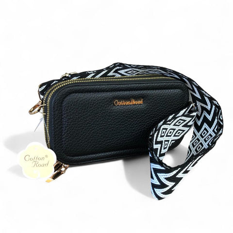 Cotton Road Wallet: Large BLACK PU Leather Cellphone Sling Wallet