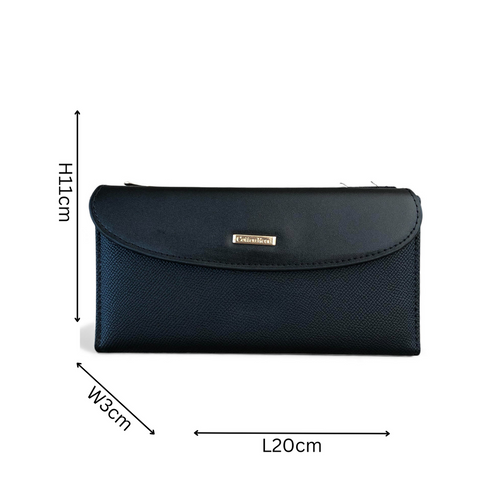 Cotton Road Wallet: Large BLACK PU Leather Wallet with CLIP