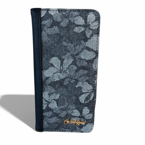 Cotton Road Wallet: Large BLACK PU Leather Wallet with FLORAL detailing