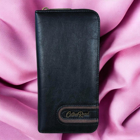 Cotton Road Wallet: Large BLACK PU Leather Wallet
