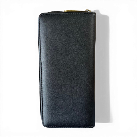 Cotton Road Wallet: Large BLACK PU Leather with PROTEA Design