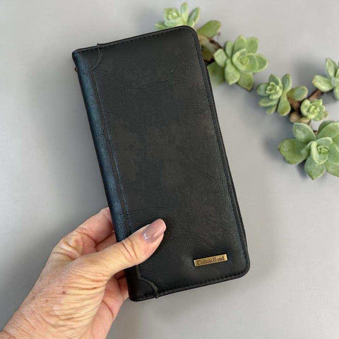 Cotton Road Wallet: Large BLACK PU Leather