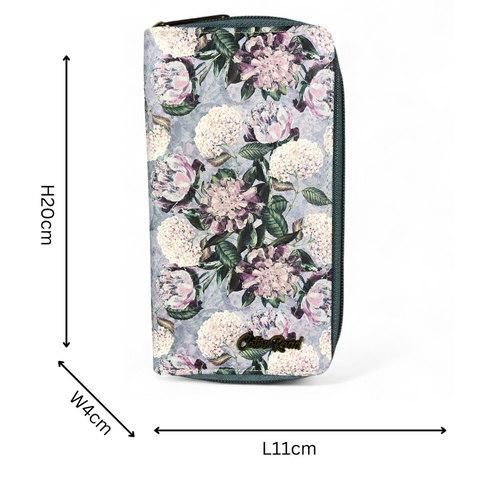 Cotton Road Wallet: Large BLUE FLORAL PU Leather