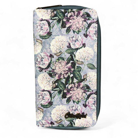Cotton Road Wallet: Large BLUE FLORAL PU Leather