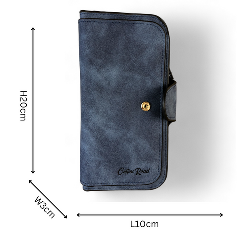 Cotton Road Wallet: Large BLUE PU Leather Wallet