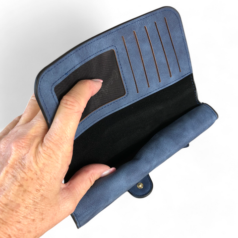 Cotton Road Wallet: Large BLUE PU Leather Wallet