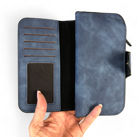 Cotton Road Wallet: Large BLUE PU Leather Wallet