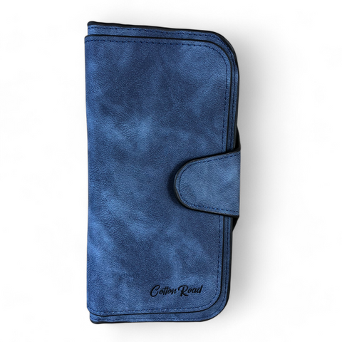 Cotton Road Wallet: Large BLUE PU Leather Wallet