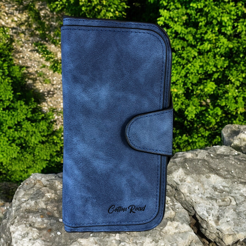 Cotton Road Wallet: Large BLUE PU Leather Wallet