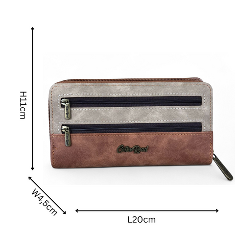 Cotton Road Wallet: Large BROWN & KHAKI PU Leather Wallet