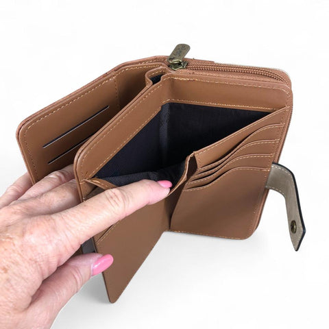Cotton Road Wallet: Large BROWN & KHAKI PU Leather Wallet