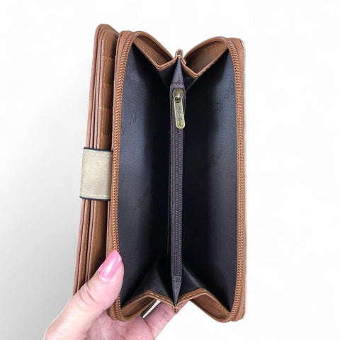 Cotton Road Wallet: Large BROWN & KHAKI PU Leather Wallet