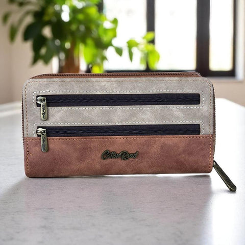 Cotton Road Wallet: Large BROWN & KHAKI PU Leather Wallet