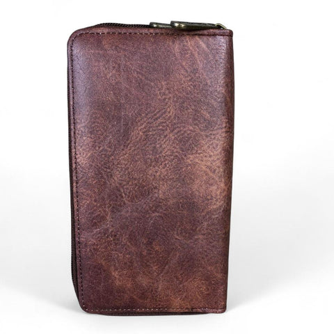 Cotton Road Wallet: Large BROWN PU LEATHER Wallet with PROTEA