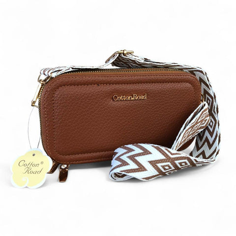 Cotton Road Wallet: Large BROWN PU Leather Cellphone Sling Wallet
