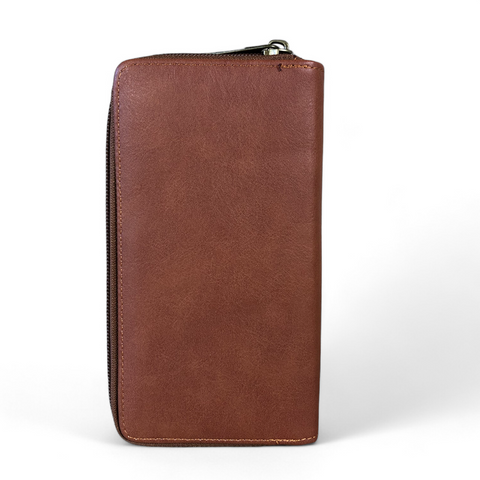 Cotton Road Wallet: Large BROWN PU Leather Wallet with LEOPARD Print