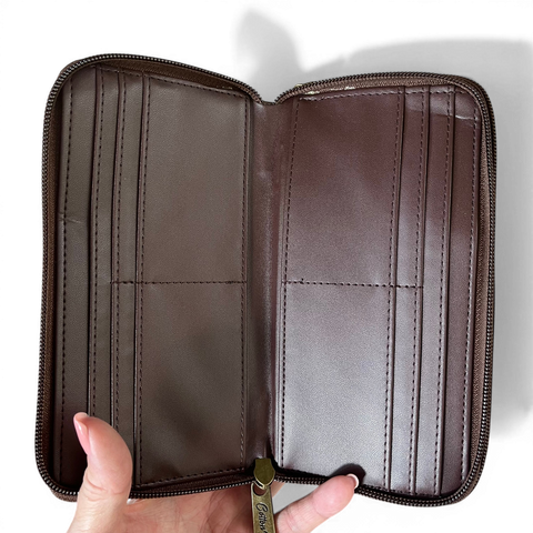 Cotton Road Sling Bag: BROWN PROTEA Design PU Leather with Matching Wallet