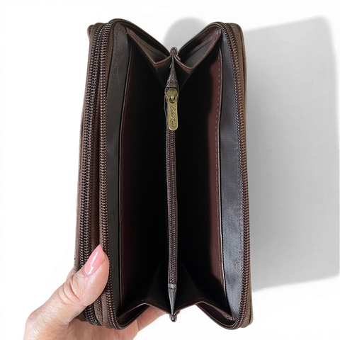 Cotton Road Sling Bag: BROWN PROTEA Design PU Leather with Matching Wallet