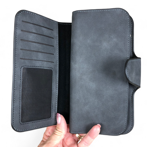 Cotton Road Wallet: Large CHARCOAL BLACK PU Leather Wallet