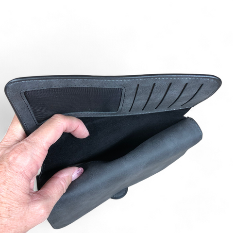 Cotton Road Wallet: Large CHARCOAL BLACK PU Leather Wallet