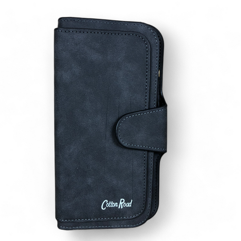 Cotton Road Wallet: Large CHARCOAL BLACK PU Leather Wallet
