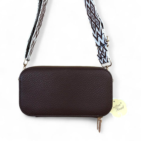 Cotton Road Wallet: Large COFFEE BROWN PU Leather Cellphone Sling Wallet